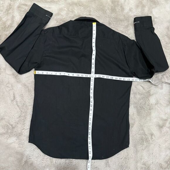 Versus Versace Mens Black Shirt IT 36/50 Long Sleeve Zipper Cuffs Italy Made M/L - Picture 11 of 14